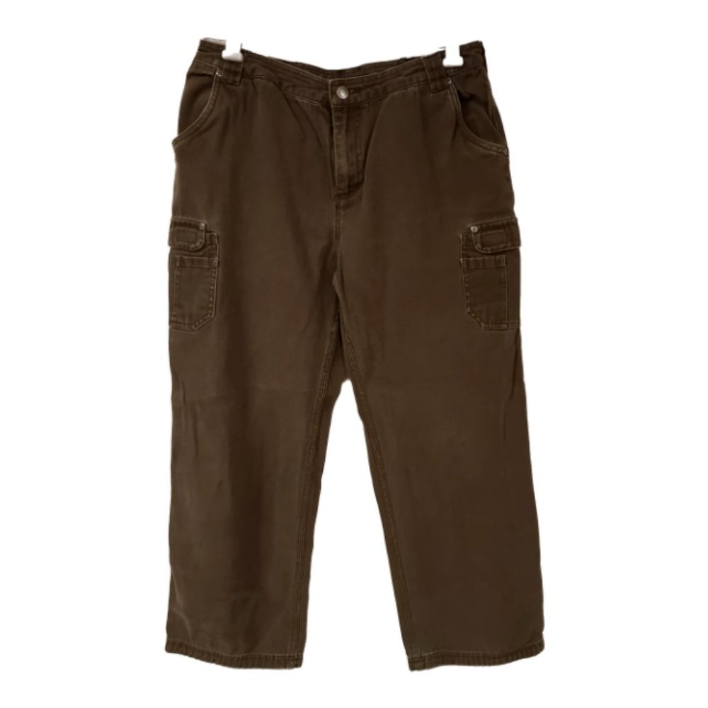 Duluth Trading Co Womens 32x29 Brown Thick Heavy Canvas Work Cargo Jeans Pants